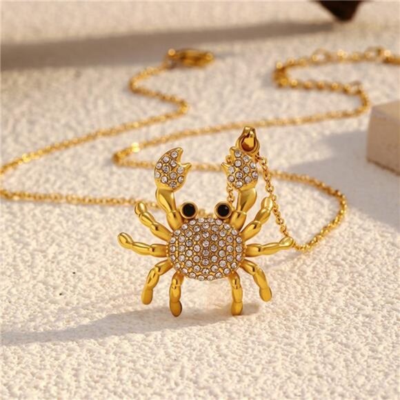 18K Gold-Plated Crab Pendant Necklace - Picture 2 of 5